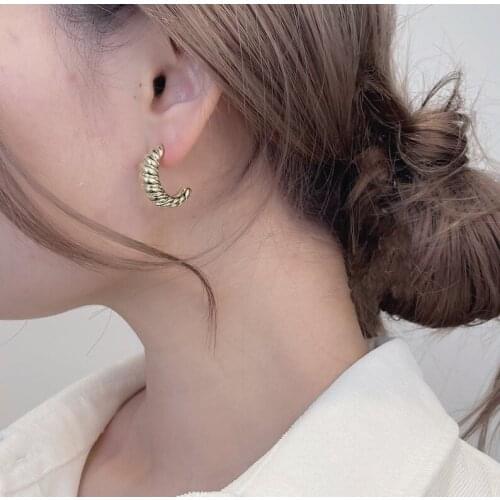 Croissant Earrings Gold Hoops Chunky Dome Twisted Rope Hoop Open Hypoallergenic Semi Hoop Silver Open Minimalistic