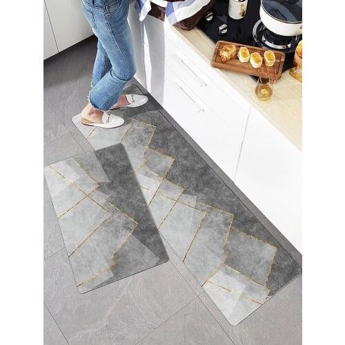 Nordic style Kitchen leather non-slip oilproof floor mat bathroom Strip Waterproof carpet custom Door mat Home textile Rug