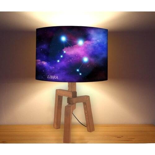 Libra Zodiac Star Pattern Lampshade Modern Bedside Lamp, Night light