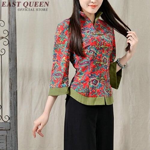 Traditional chinese blouse shirt tops for women mandarin collar oriental linen shirt blouse female cheongsam top AA2940 YQ