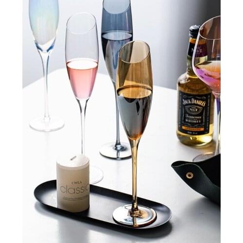 Creative Dream Oblique Mouth Red Wine Glass Cup Gilt Goblet Cup Cocktail Bar Family Gift Drinkware