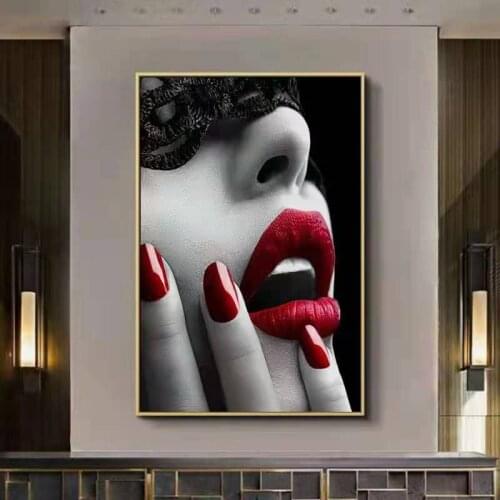 Beauty Salon Porch Decoration Painting Modern Living Room Character Light Luxury Beauty mural Restaurant Sexy Lips Prints