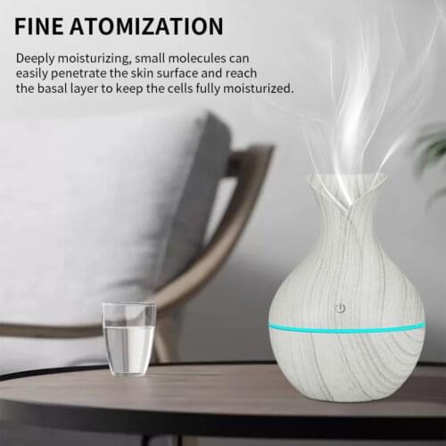 USB Humidifier Electric Wood Grain Essential Oil Diffuser Vase Mist Air Atomizer LED Lights Colorful Sprayer For Home Office Car