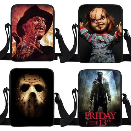 Horrible Nightmare Mini Messenger Bag Chucky Jason Freddy Shoulder Bag Women Handbag Teenage Crossbody Bags for Travel Bookbag