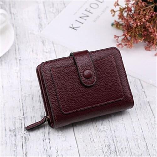 Women Wallets 2020 Luxury Brand Red Black Small Mini Coin Purse Hasp Card Holder Lady Wallet Zipper Female Leather Buckle