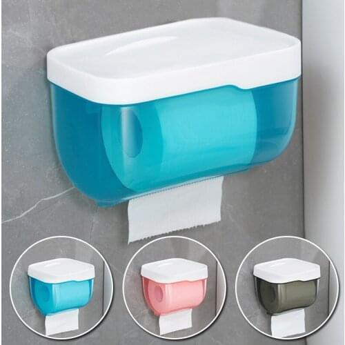 1PC Toilet Paper Holder Wall Mount Mobile Phone Rack Punch-free Waterproof Tissue Shelf Organizer