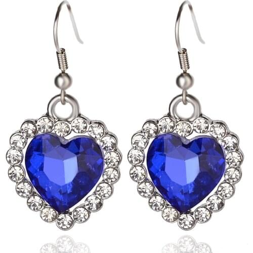 2019 New Fashion Jewelry Earrings Silver Heart of the sea Drop Earrings For Women Luxury Jewelry Wholesale