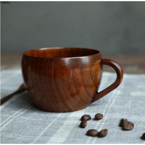 260ml Wooden Tea Cup Beer Mugs With Handgrip Tableware Beer Dining Cups Bar Drinkware Eco-friendly 1pc