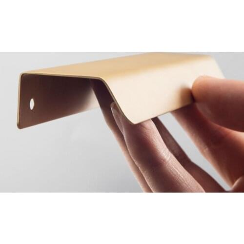 4pcs Brass Hidden Handle Rotating Platform Invisible Handles Kitchen Cabinet Drawer U Pulls Wardrobe Knobs Furniture Hardware