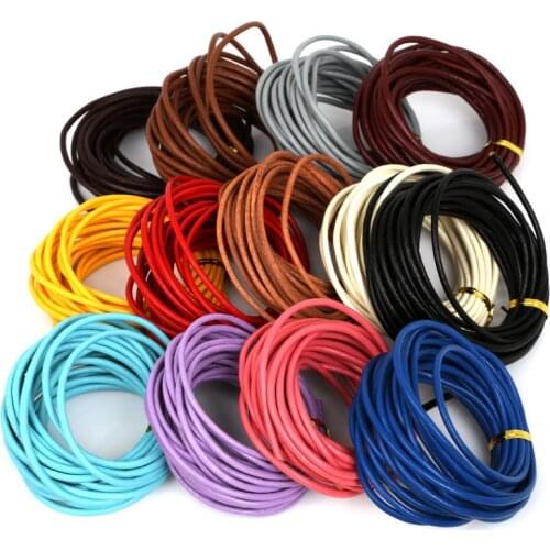 5 meter/lot 3mm Genuine Cow Leather Round Thong Cord DIY Bracelet Findings Rope String For Jewelry Making