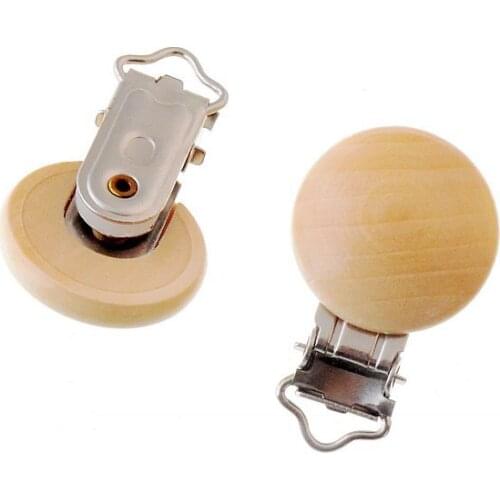 5PCs Baby Pacifier Clips Nature Wood Metal Holders Cute Infant Soother Clasps Accessories 4.4x2.9cm