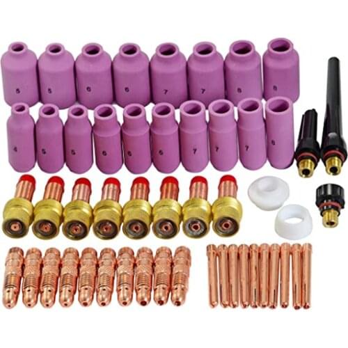51Pcs TIG Welding Torch Gas Lens For WP17 WP18 WP26 TIG Back Cap Collet And Collet Body Spares Kit Durable Practical Accessories