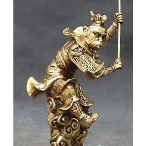 803++++++Chinese Folk Bronze Stand Xiyouji Monkey King Sun Wu kong Sun Wukong Statue decoration bronze factory outlets