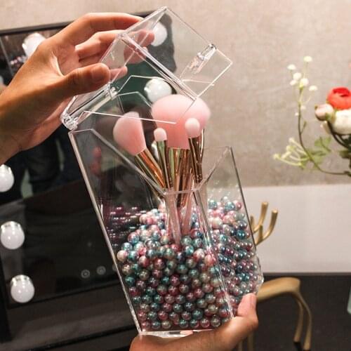 Acrylic Makeup Organizer Cosmetic Holder Makeup Tools Storage Box Organizadora Brush and Accessory Organizer Box with Cover