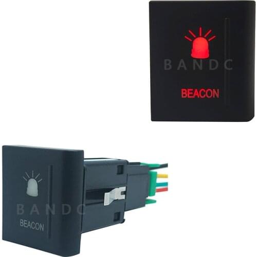 Red Led Light, Right Side Car BEACON Push Button Switch with Wiring Connector for VW Volkswagen Amarok, 3Amp 12V, Auto Accessory