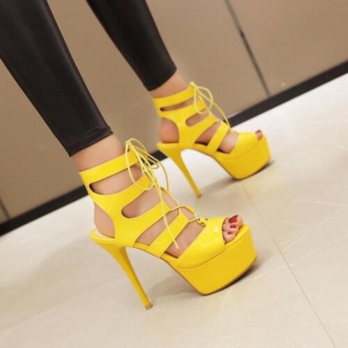 Brand Elegant sandals Women High Heels Pumps Super high heel 13cm Womens Banquet sandals waterproof platform toe sandals 33-48