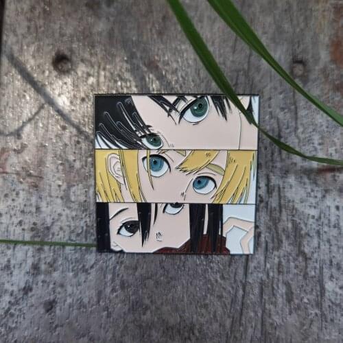 Attack On Titan Display Badge Japanese Cartoon Figure Eren Armin Mikasa Cosplay Brooches Pin Enamel Pin