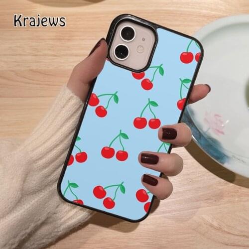 Krajews Blue Cherries coque Phone Case for iPhone 12 mini 5 6S 7 8 PLUS X XS XR 11 PRO MAX SE 2020 Back Cover Funda Shell
