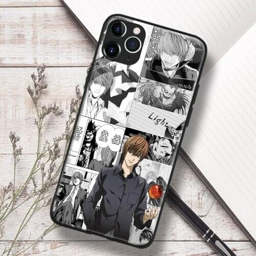 Yagami Light Death Note Anime Soft TPU Glass Phone Case for IPhone SE 6s 7 8 Plus X Xr Xs 11 12 Mini Pro Max Samsung
