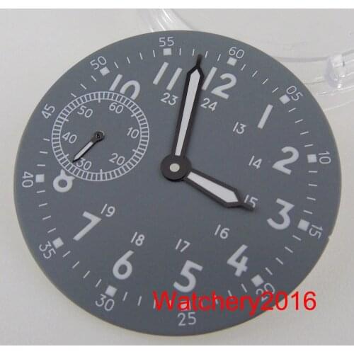 BLIGER 39MM fit ETA 6497 ST3600 Grey Watch Dial Luminous Index Hand Stainless Steel Black Edge Hand Needles