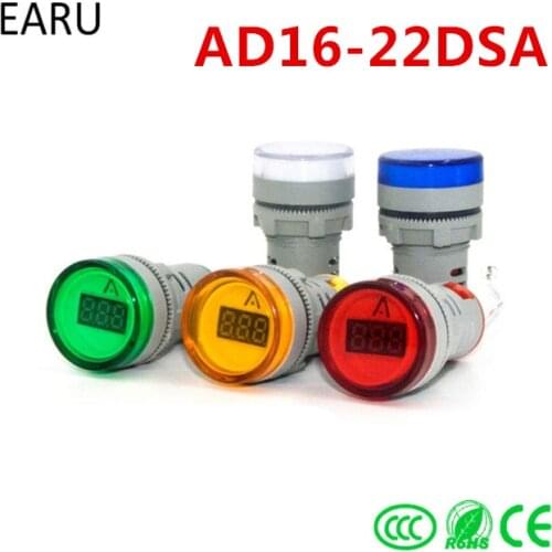 DIY 220V AC 22mm Digital Display Ampermeter Monitor Current Indicator Signal Light Ammeter Tester Measuring 0-100A Ampere Meter