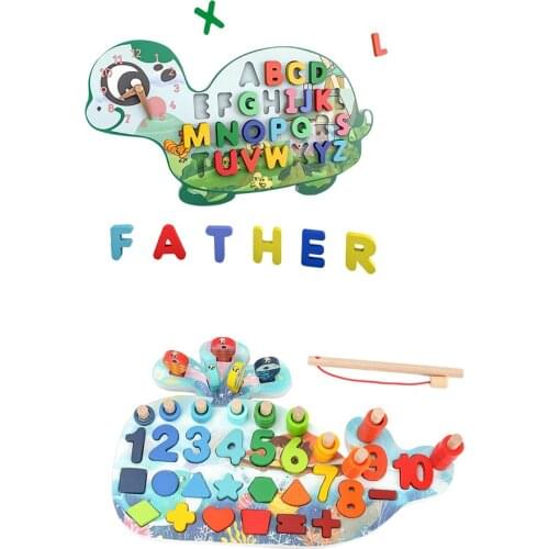 Wooden Sorting Fishing Toy Educational Develop Teaching Learning Puzzle Toys