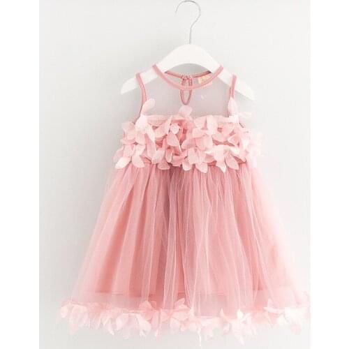 Hot sale 2019 children summer clothing Kids girls new fashion good lace flowers mesh princess Dress 2-7 years