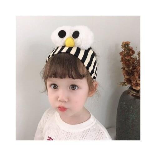 Pure Cotton Childrens Cute Fur Ball Stripes with Baby Baby Baby Big Eye Shape Headband To Protect The Fontanelelastic Headdress