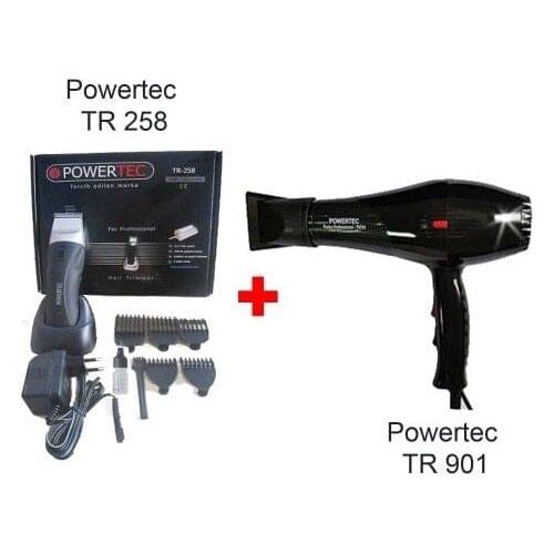 Powertec 901 Hair Dryer + Tr 258 Cordless Shaving Machine