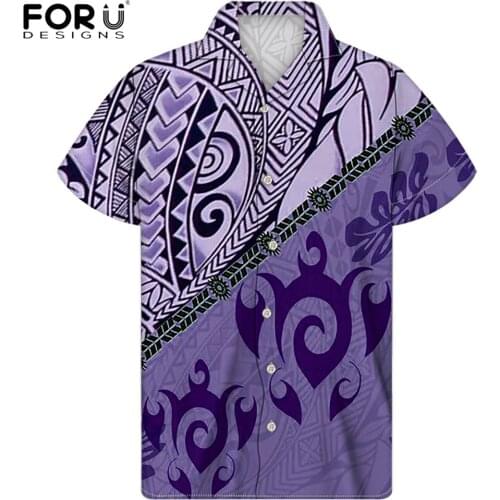 FORUDESIGNS Purple Tops Traditional Tribe Pattern Boys Summer Outdoor Short Sleeves Tees Men Plus Size Beach Holiday Shirts
