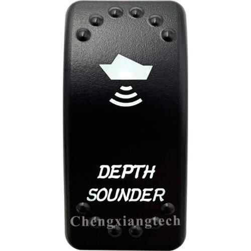 Dual White Led Light 12V 24V Car Boat Caravan Rocker Switch Laser Engraving DEPTH SOUNDER, 5 Pin On Off SPST Waterproof