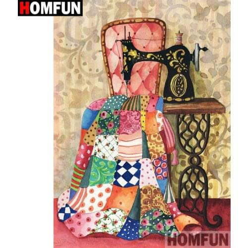 HOMFUN Full Square/Round Drill 5D DIY Diamond Painting "Sewing machine cloth" Embroidery Cross Stitch 5D Home Decor Gift A30194