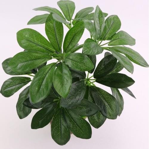 Artificial Schefflera Octophylla Leaves Indoor Bonsai Tree Potted Money Tree Plant Garden Home Decor