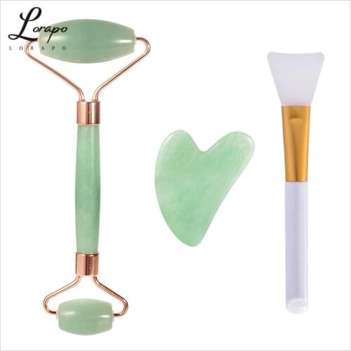 Natural Green Aventurine Rolling Stone Facial Massager Jade Roller Jade Scraper Roller Massage Relaxation Lifting Massage Tool