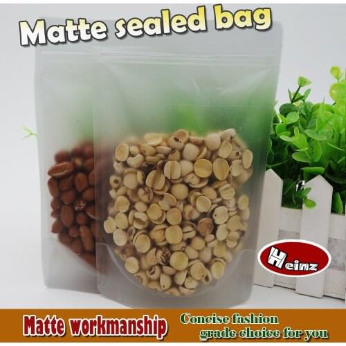 Frosted Surface Clear Plastic zip packing bags stand up , Resealable, Coffee Sugar Storage.Spot 100/ package