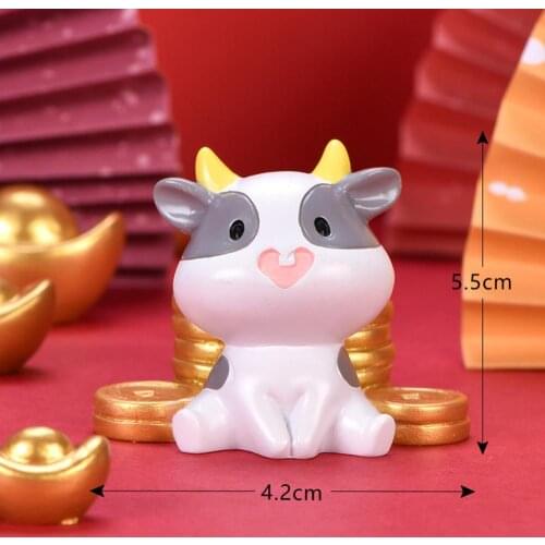 7Pcs Cute Mini Cow Ingot Model Figurine Ornament Fortune Luck Home Desktop Decor Collectible Статуэтка Корова / Слиток