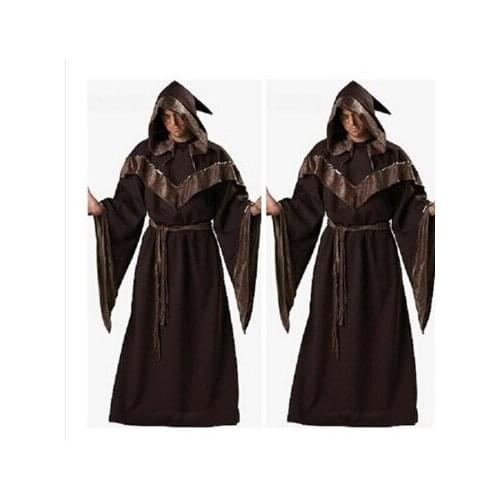 MOONIGHT Halloween Costumes Adult Mens Gothic Wizard Costume European Religious Men Priest Uniform Fancy Cosplay Costume for Men