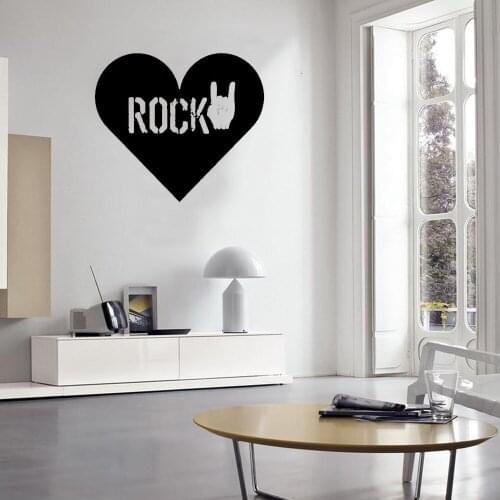 Music Gesture Wall Stickers Rock Heart Love Wall Decal For Teens Bedroom Music Room Bar Vinyl Wall Sticker Art Mural ph672