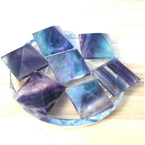 Natural crystal fluorite pyramid reiki stone with plate A set seven star array
