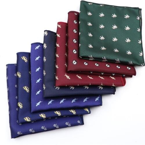 New Fashion Pocket Square Printed Handkerchief Dinosaur Hanky Suit Mens Business Wedding Hankies Accessories Gift
