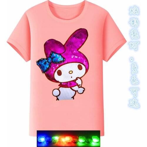 Sanrio My Melody new girl short-sleeved sequined bright cotton classic childrens T-shirt