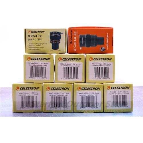 Celestron X-CEL LX 2.3 / 5/7/9/12/18 / 25mm 2X / 3X Eyepiece 60 Degree Wide Angle Telescope Nebula Planetary Eyepiece 1.25 "