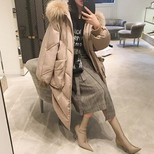 Cotton Coat Female Long Warm Thicke Down Jacket New Korean Winter Fur Collar Parkas Bread Jacket Cotton Coat Hooded Down Jacket