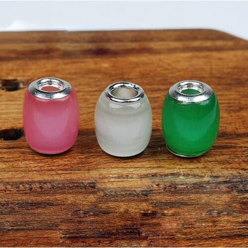 S925 pure silver natural cats eye stone transport pearl nationality wind Di y pendant head ornament Pendant