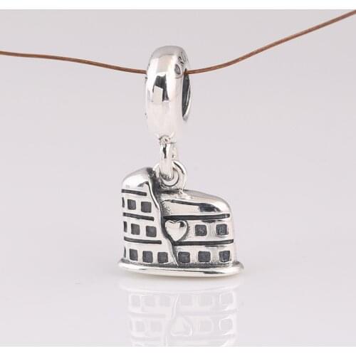 Authentic S925 Silver Pendant Bead fit Lady Bracelet Bangle Rome Colosseum Dangle Charm DIY Jewelry