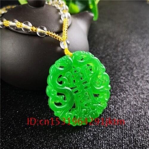 Chinese Pendant Amulet Jewelry Women Carved Men Jadeite Necklace Phoenix for Fashion Green Jade Natural Hand Gifts Double-sided