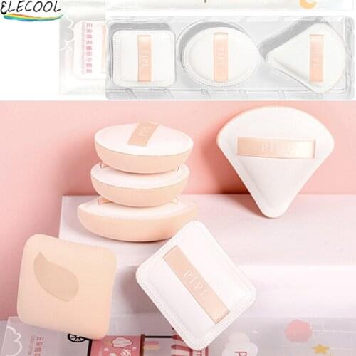 ELECOOL Professional Cotton Shape Facial Face Body Powder Foundation Puff Set Portable Soft Cosmetic Puff Makeup Sponge Dry Wet