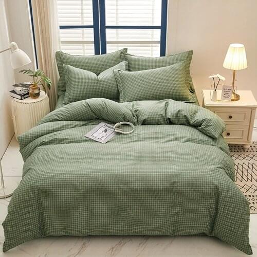 Luxury Home AB Side Quilt Cover Textile Solid Colo Green Grid Quilt 1pcs Cotton Soft Comforter Duvet Cover Single King Queen