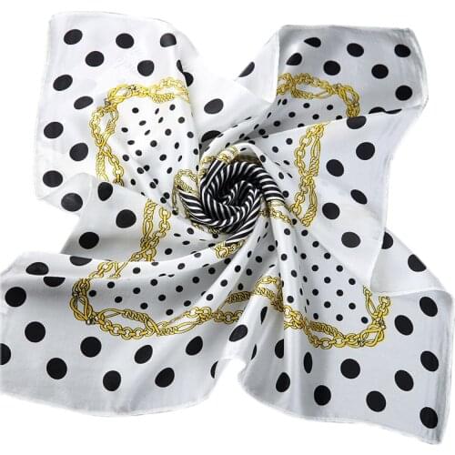 Men Ladies Chain Dot Small Square Scarves Spring Autumn 100% Pure Silk Scarf Fashion Female Accessories 55*55cm Thicken Scarves