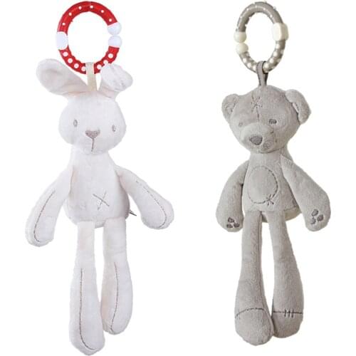 Cute Baby Crib Stroller Toy Rabbit Bunny Bear Soft Plush Infant Doll Mobile Bed Pram Kid Animal Hanging Ring Ring